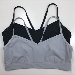 All In Motion 2 Sports Bras Size Large Black Light Blue Gray Mesh Cutout Bundle